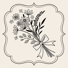 vector botanical plant and flower for logo and t-shirt