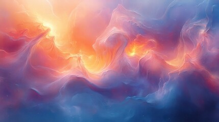 A vibrant portrayal of divine consciousness featuring swirling colors and textures that evoke a sense of cosmic energy and spiritual connection. The artwork captures the essence of transcendence