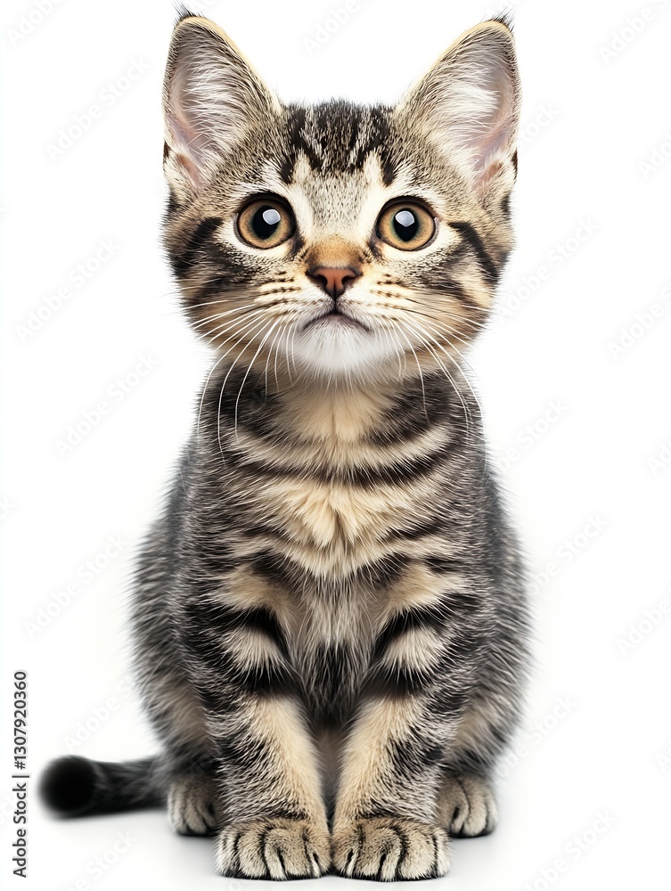 Aufkleber adorable kitten gazing at the camera with captivating big eyes and unique tabby pattern : generative