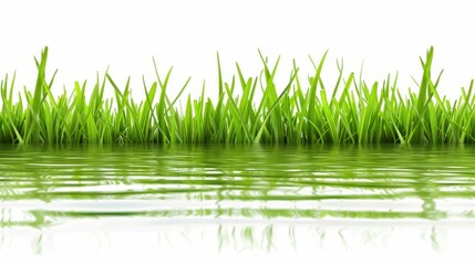 Fototapeta premium Lush green grass symbolizes growth and renewal, inviting a sense of calm and connection with Mother Natures beauty.