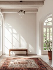 Stylish Elegant Home with Blank Wall for Print Mockup