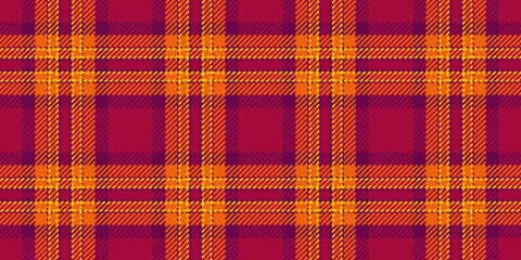 Vibrant autumnal plaid pattern in rich burgundy and orange hues.  Perfect for fallthemed designs, textile prints, website backgrounds, or seasonal branding. © SolaruS