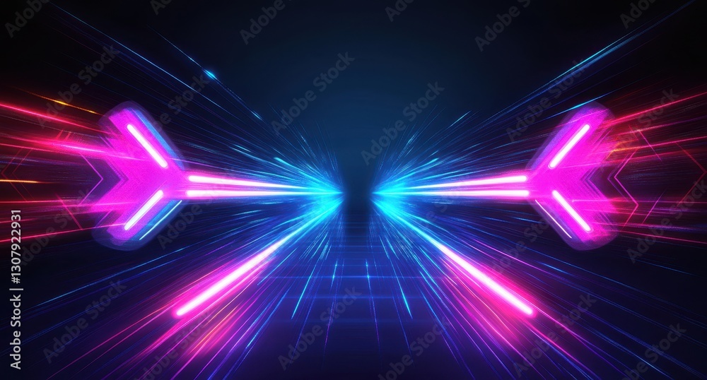 Poster futuristic neon lights in motion creating dynamic illumination effect for abstract visual background
