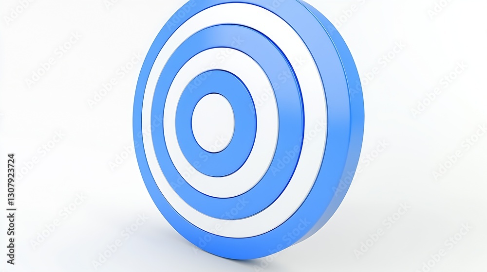 Poster 3D Blue and White Circular Target Design Creating a Modern and Stylish Aesthetic on a Plain Background : Generative AI