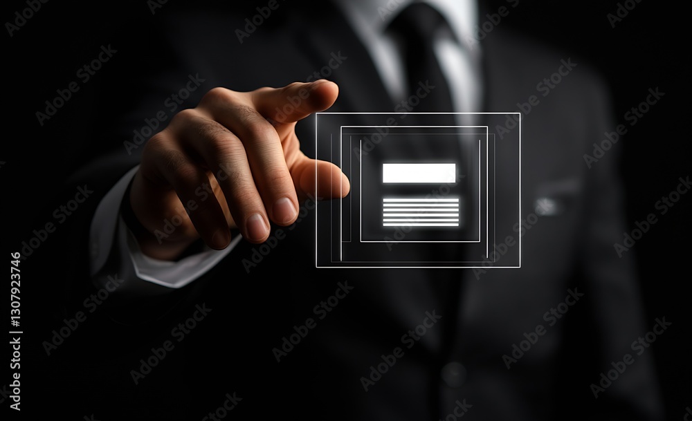 Poster Business professional using touch screen interface to interact with digital content : Generative AI