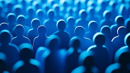 Obraz premium Abstract representation of a large crowd of people in blue tones creating a striking social scene : Generative AI