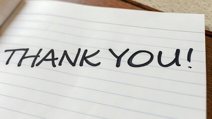 Obraz premium Minimalist thank you message handwritten on crisp white paper