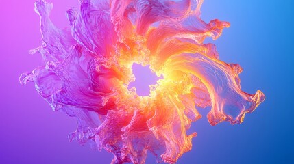 Obraz premium Microbial world representation, Campylobacter jejuni swirls in vibrant 3D rendering, illuminated against a gradient blue-to-purple background