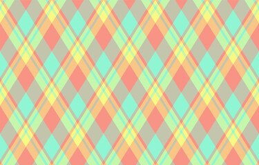 Argyle pattern of geometric rhombus. Harlequin check wallpaper design. Classic diamond shaped textile material for web background, print fabric clothing, sweater, wrapping paper, gift card, invitation