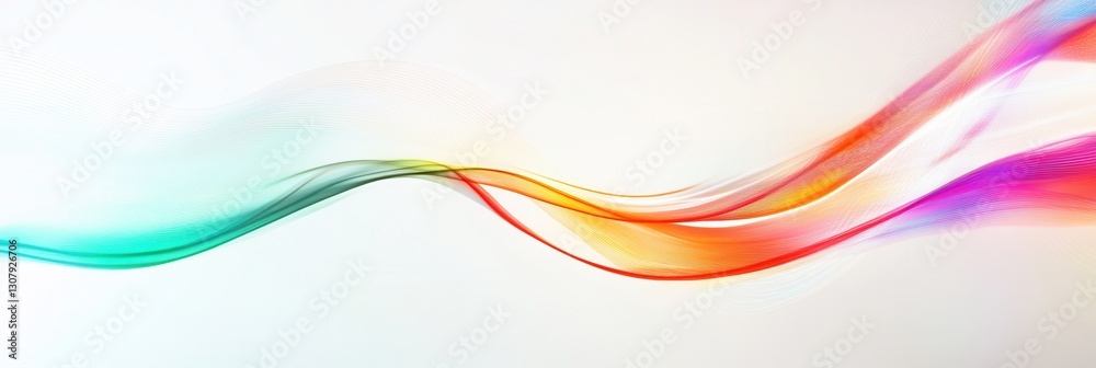 Aufkleber Colorful glowing neon lines create a smooth, futuristic abstract composition on a white background Generative AI
