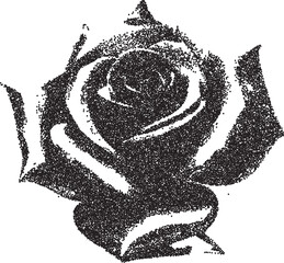 Rose vintage y2k stipple art, skull halftone stipple brutalist retro vector png with transparent background, gothic 2000s aesthetic photocopy effect tattoo