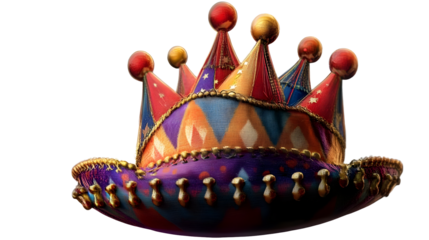 Jester hat, isolated on a transparent background.