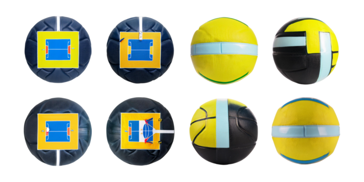 Colorful Sports Balls with Unique Designs on White Background