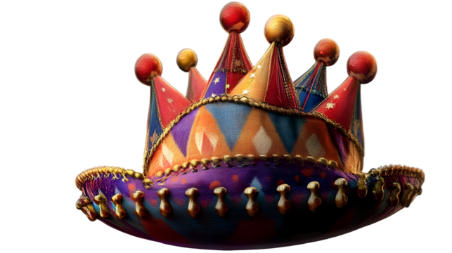 Jester hat, isolated on a transparent background.