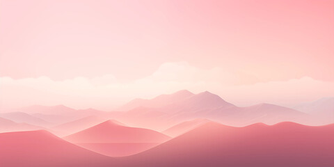 Pink Mountain Range Soft Sunrise Pastel Landscape