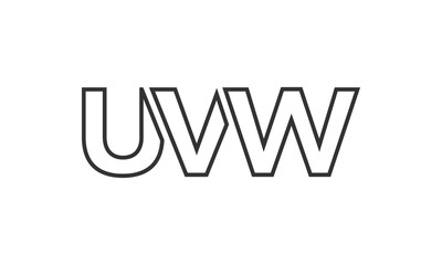UVW logo design template with strong and modern bold text. Initial based vector logotype featuring simple and minimal typography. Trendy company identity.