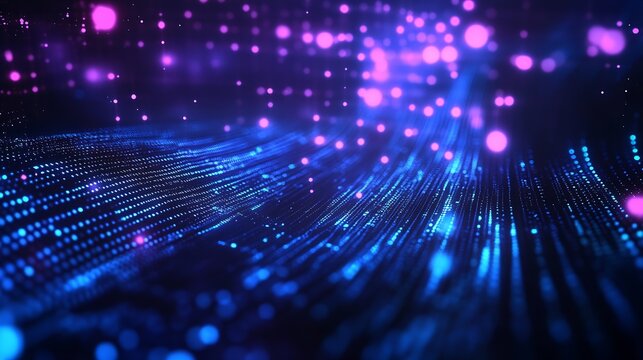 Glistening waves of light and color particles forming a vibrant backdrop representing modern digital technology : Generative AI - Powered by Adobe