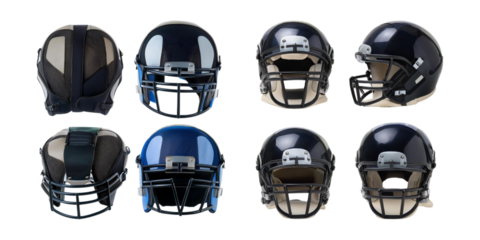 Collection of American Football Helmets in Various Angles and Styles