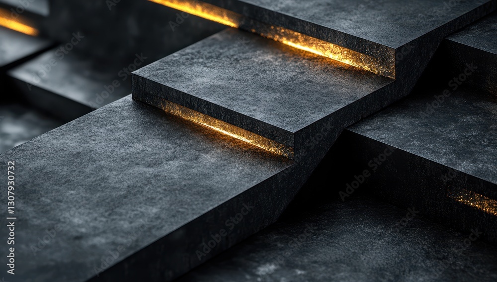 Poster modern abstract stone steps with illuminated edges creating a stylish and elegant background for arc