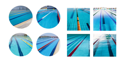 Aesthetic Collection of Swimming Pool Lanes and Water Patterns, isolated on transparent background
