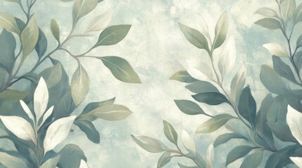 Fototapeta premium Delicate Pastel Leaves on Light Blue Background. Possible use Stock photo for nature-themed design