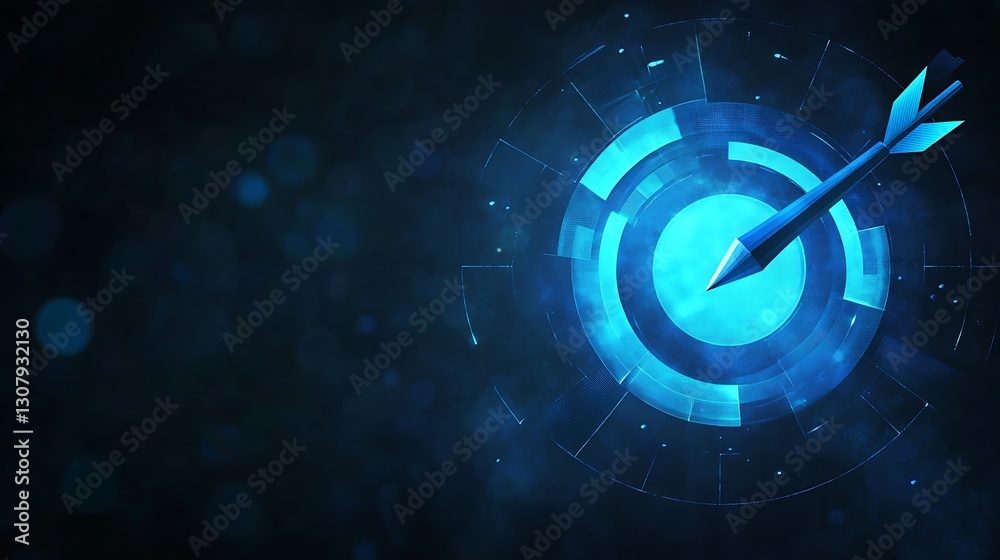Poster Modern digital target with an arrow symbolizing precision and focus against a dark background : Generative AI