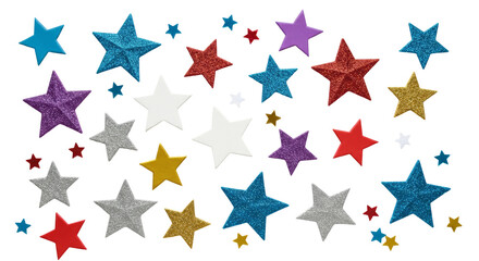 Obraz premium Vector seamless pattern with colorful stars, color stars confetti celebration, starry pattern.PNG 