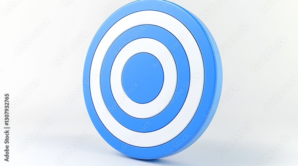 Poster Bright blue target design with concentric circles on a clean background : Generative AI