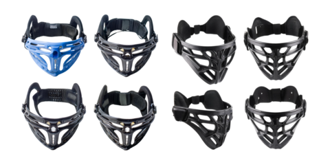 Collection of Protective Sports Masks in Various Colors and Designs