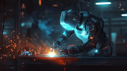 Robot spawający w warsztacie