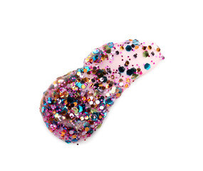 Glitter stroke on white background. Top view