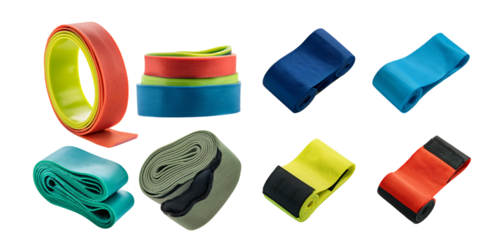 Bright and Colorful Resistance Bands for Fitness and Exercise Gear, isolated on transparent background