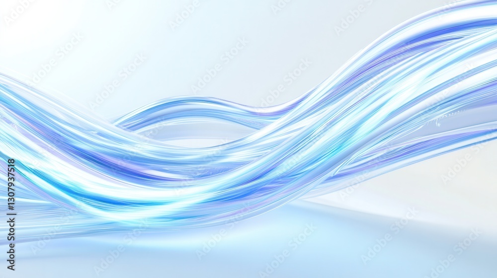 Aufkleber Glowing neon lines create an elegant and futuristic digital artwork with smooth light trails on a crisp white background Generative AI