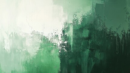 Naklejka premium Abstract painting displays a textured green and white color palette