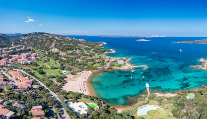 aerial view to Liscia di Vacca, Emerald coast, Sardinia 
