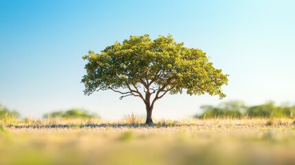 Fototapeta premium Solitary tree on a sunny savanna.