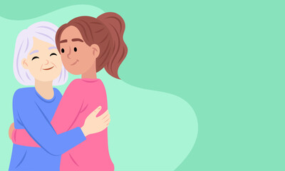 Granddaughter hugging grandmother showing love and support