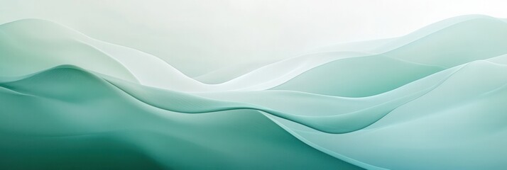 Obraz premium Calm abstract background featuring smooth flowing shapes in pastel green and blue tones creating a serene atmosphere Generative AI