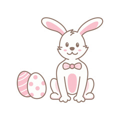 Obraz premium Cute Easter Bunny with Egg Illustration