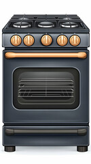 Fototapeta premium Sleek Dark Gray Gas Range Illustration with Copper Accents