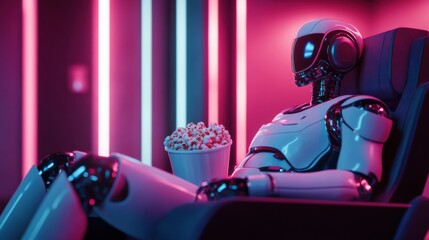 Robot jedzący popcorn w kinie