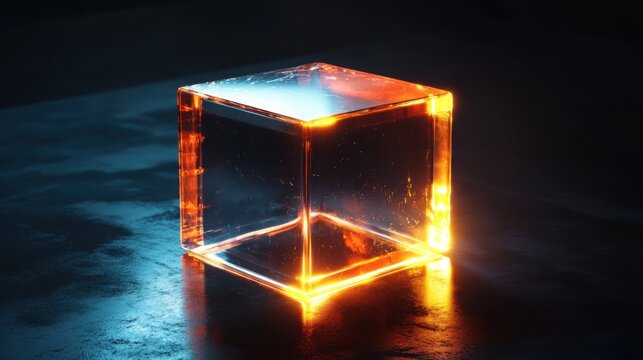 Przezroczysty sześcian z podświetleniem