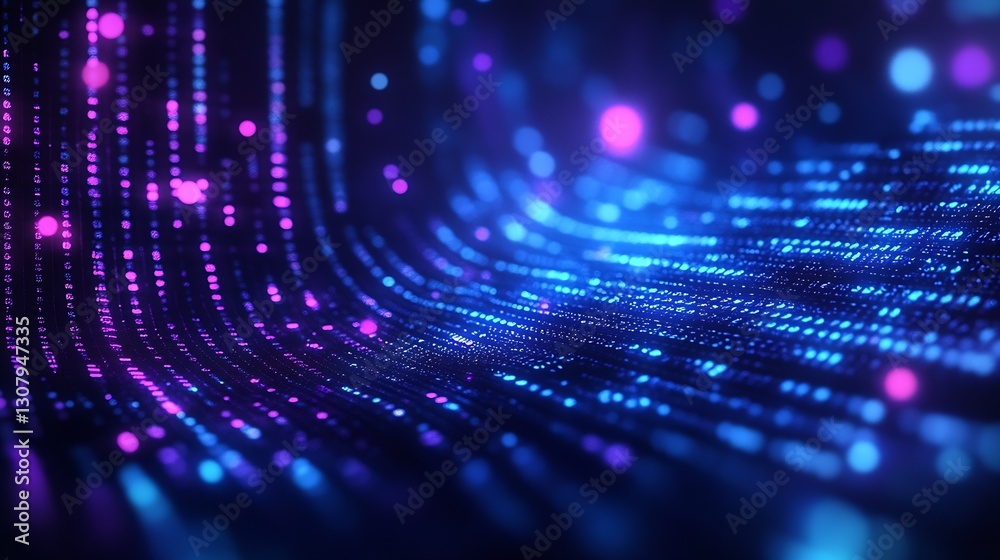 Leinwandbilder Abstract colorful digital light patterns glowing in waves creating a mesmerizing visual effect : Generative AI