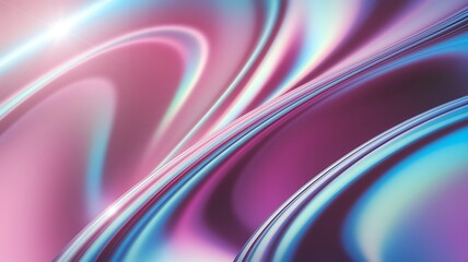 Iridescent surface displays dynamic, flowing colors in an abstract, futuristic design