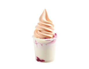 Frozen yogurt in a paper cup isolated on a transparent background
