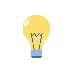 Simple Yellow Light Bulb Vector Illustration Representing Creativity, Ideas, and Innovation Concepts