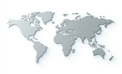 World map vector, isolated on white background. Flat Earth, gray map template for web site pattern, anual report, inphographics. Globe similar worldmap icon. Travel worldwide, map silhouette backdrop.