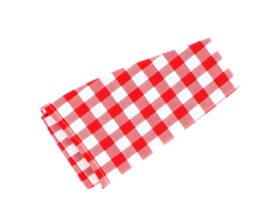 Red checkered tablecloth isolated on transparent background