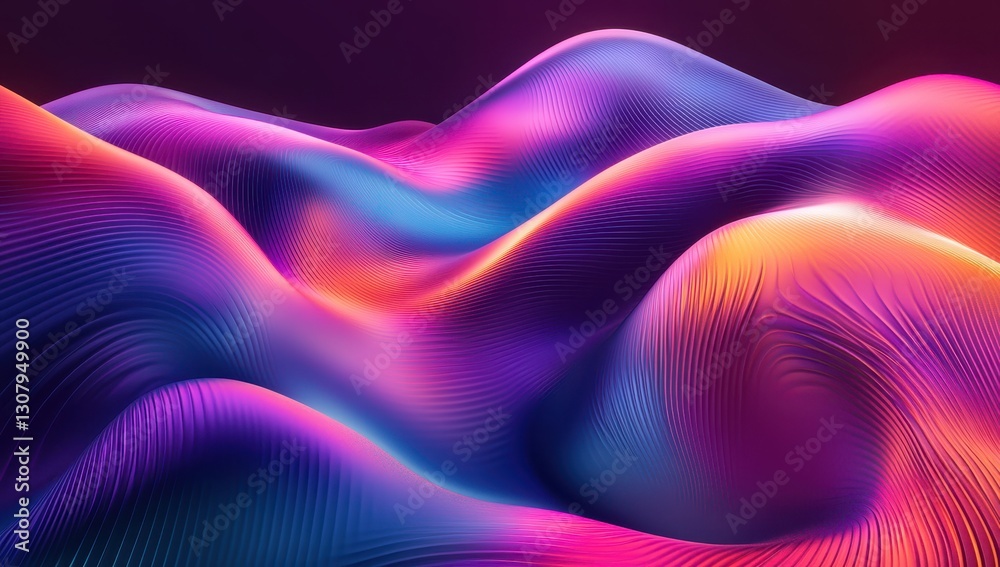 Poster vibrant abstract waves with dynamic colors and fluid shapes creating a stunning visual experience in
