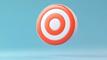 Dynamic Image of a Red Frisbee with Target Rings in Mid Air Against a Light Blue Background : Generative AI